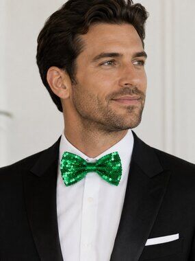 Bow Tie Banded Sequin Sparkle - Polyester - Green - NWT